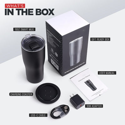 Custom Smart Heated Coffee Mug LED Screen อุณหภูมิปรับตัวเองสําหรับการดื่มตรงที่สะดวก สําหรับรถเดินทาง