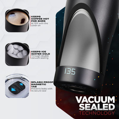 Custom Smart Heated Coffee Mug LED Screen อุณหภูมิปรับตัวเองสําหรับการดื่มตรงที่สะดวก สําหรับรถเดินทาง