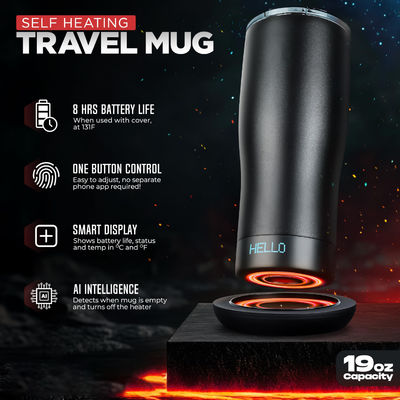 Custom Smart Heated Coffee Mug LED Screen อุณหภูมิปรับตัวเองสําหรับการดื่มตรงที่สะดวก สําหรับรถเดินทาง