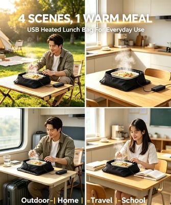 USB powered food heating bag with food grade safe surface easy to clean and ideal for maintaining consistent warmth of meals on the go