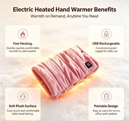 USB พกพา เครื่องทําความอบอุ่นมือด้วยไฟฟ้า 3 ปรับอุณหภูมิสูงสุด 50 °C กระเป๋าทําความอบอุ่นมือแบบฟรานเนลอ่อน