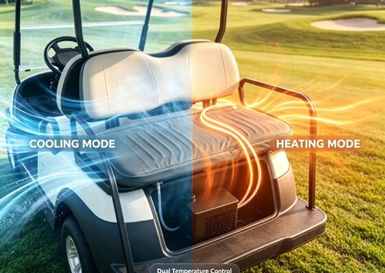 Soft structured golf heating pad compatible with golf cart seats offering temperature adjustment for enhanced player comfort