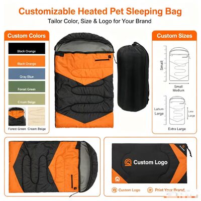 Custom OEM ODM Heated Dog Sleeping Bag 3-Level Adjustable Temperature, Private Label Hollow Cotton Pet Sleeping Bag 71*108cm, Custom Logo & Packaging for Camping Travel Home Outdoor, CE FCC Certified สินค้าที่ได้รับการรับรองจาก FCC