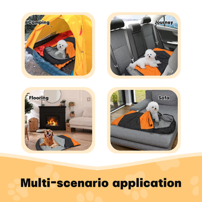 Custom OEM ODM Heated Dog Sleeping Bag 3-Level Adjustable Temperature, Private Label Hollow Cotton Pet Sleeping Bag 71*108cm, Custom Logo & Packaging for Camping Travel Home Outdoor, CE FCC Certified สินค้าที่ได้รับการรับรองจาก FCC