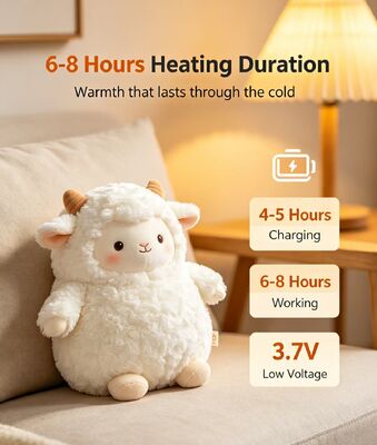 Cute Warm Sheep Portable Rechargeable Hand Warmer,3 Heat Settings 40‑60℃,6‑8 Hours Working Time,USB Power Bank Support for On‑the‑Go Use,Compact 9*15*18cm Polyester Winter Pocket Heater