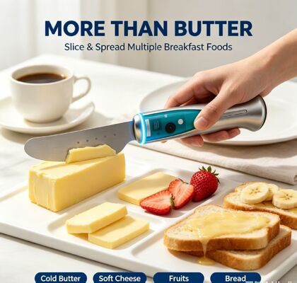 Touch Sensing Intelligent Butter Heating Knife, Stainless Steel Alloy Waterproof Electric Butter Cutter, USB Rechargeable 1020mAh Battery 3.7V Kitchen Butter Softening & Cutting Tool