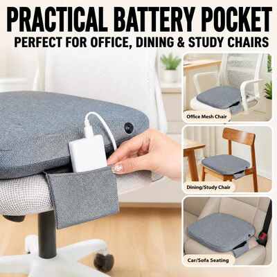 Graphene Heated Seat Cushion, 5V USB Power Bank Heated Chair Pad with Honeycomb Graphene Film 3 Levels and Overheat Protection, Anti-Slip Base Custom Logo OEM ODM